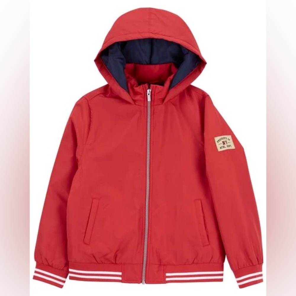 Carter’s BNWT Boy Puffer Hooded Jacket & Full-Length Zipper, Orange-Red, 4T & 5T